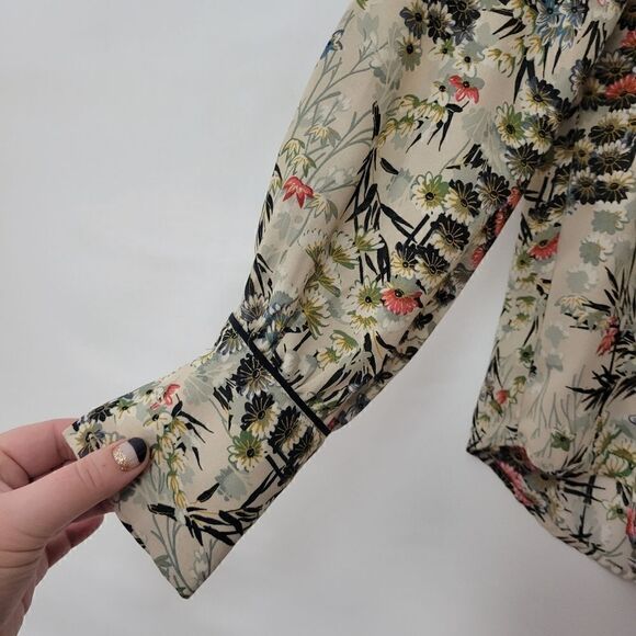 Zara Basics Japanese Style Print Long Sleeve Blouse - Picture 4 of 12